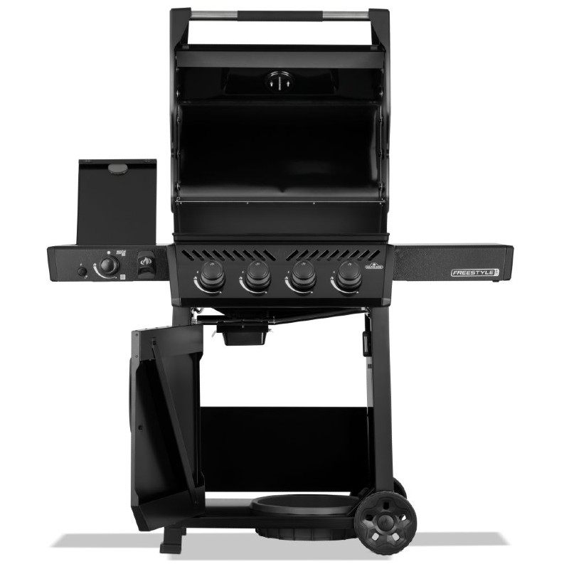 napoleon freestyle pro 425 schwarz seitenbrenner aufgeklappt